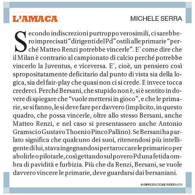 Michele Serra l'Amaca 21 Settembre 2012