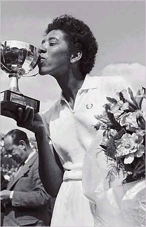 Althea Gibson, first African-American woman to win Wimbledon